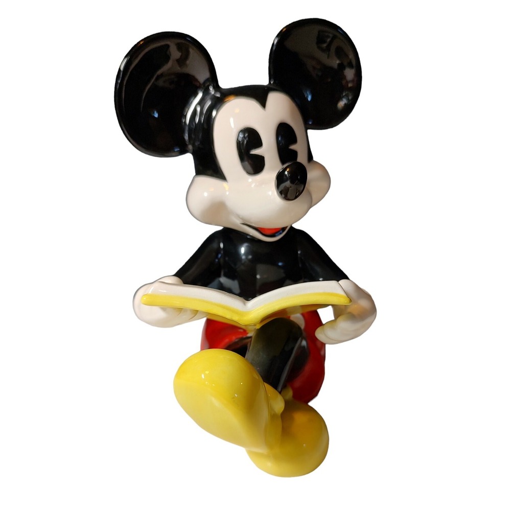 Disney Mickey Mouse Figurine With Book Ceramic 7 Inch Tall Classic Vintage Read‎